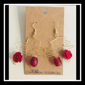 La Fleur Rouge Drop Down Handmade Earrings